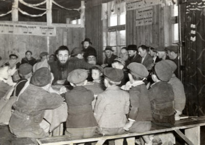 These young boys received religious instruction at the yeshiva in Wels camp. Rabbis and  teachers instructing the Jewish youngsters received special compensation from JDC. Austria, c. 1948.