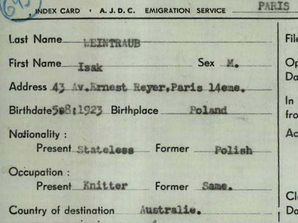 AJDC Paris Emigration Service Index Cards Added to Names Index