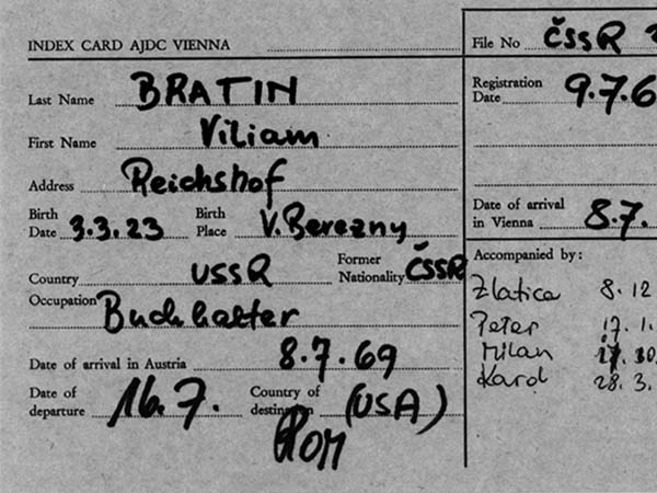 JDC Emigration Service Cards of 1960s Czech Refugees Added to Names Index